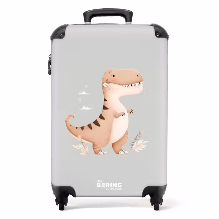 Suitcase - Dino in beige and gray colors
