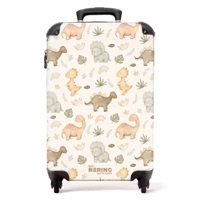 Suitcase - Dino pattern in pastel colors