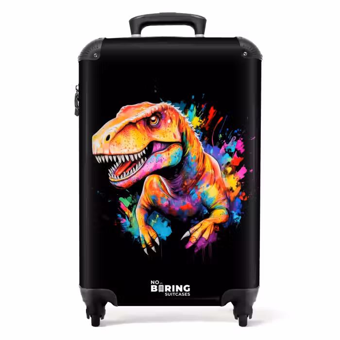 Suitcase - Dinosaur with colorful graffiti