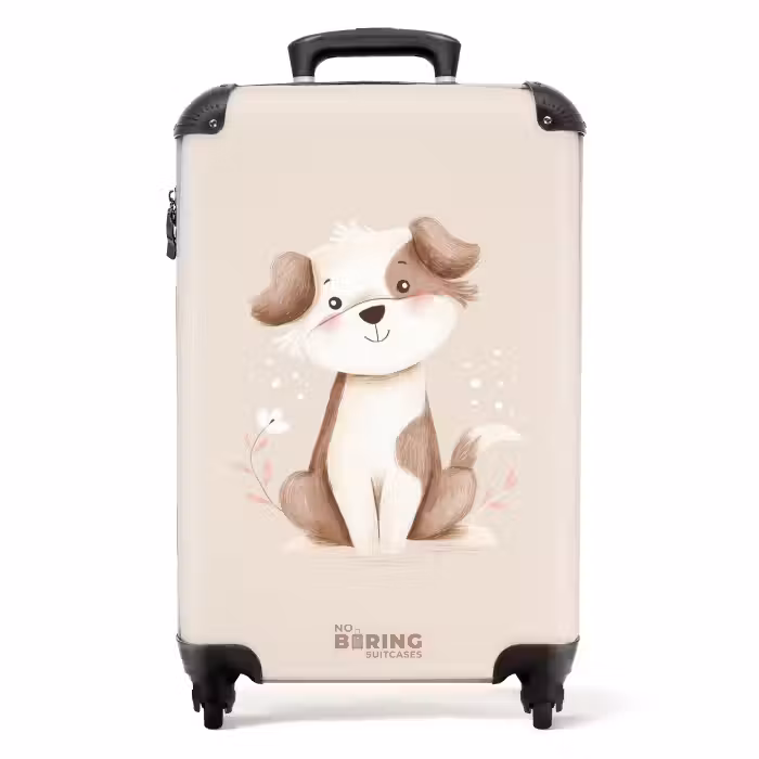 Suitcase - Dog in the colors brown and beige