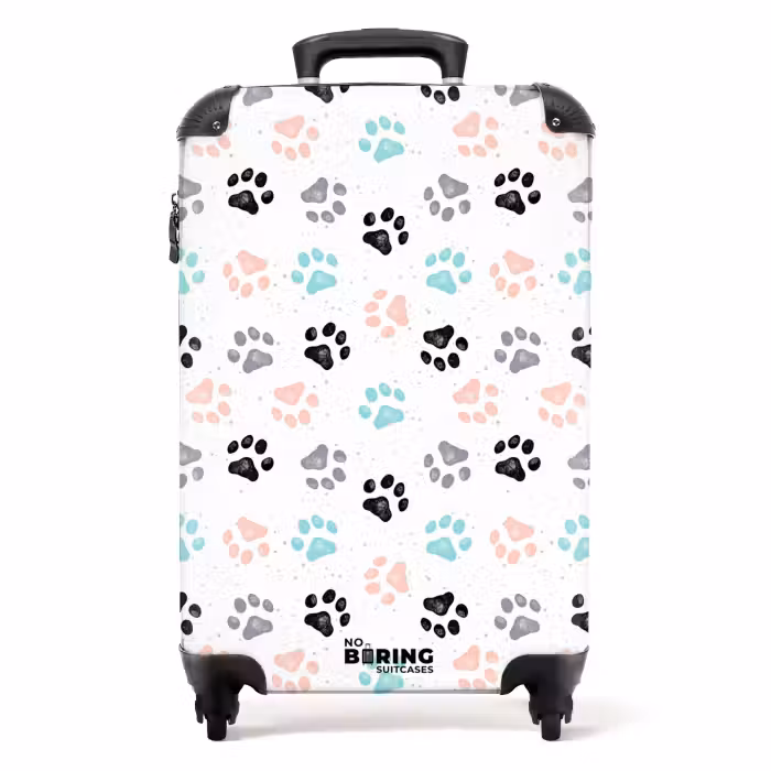 Suitcase - Dog paw pattern colored
