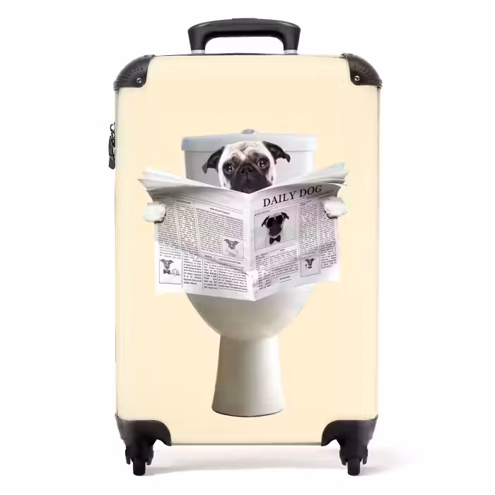 Suitcase - Doggie Reads the Newspaper