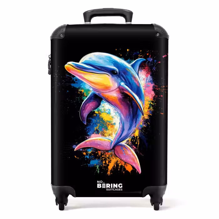 Suitcase - Dolphin with colorful graffiti