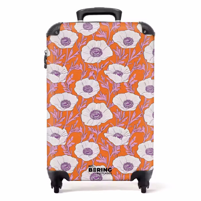 Suitcase with name - Flowers - Graphic - Orange