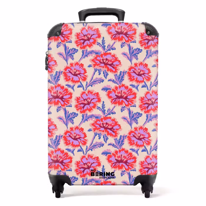 Suitcase with name - Flowers - Pattern - Multicolored