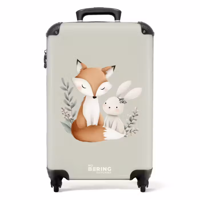 Suitcase - Fox and rabbit surrounded by green leaves