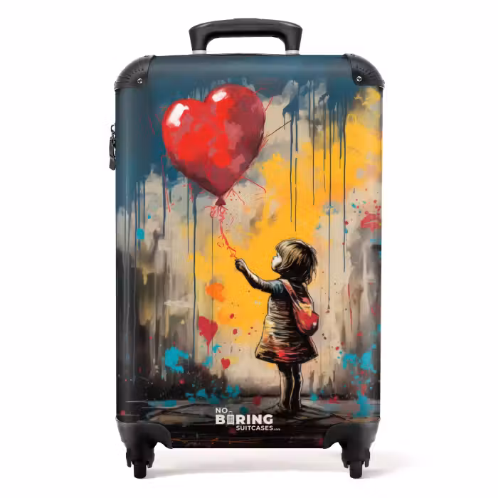 Suitcase - Girl with balloon in graffiti style