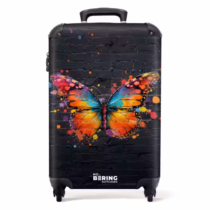 Suitcase - Graffiti butterfly with bright colors