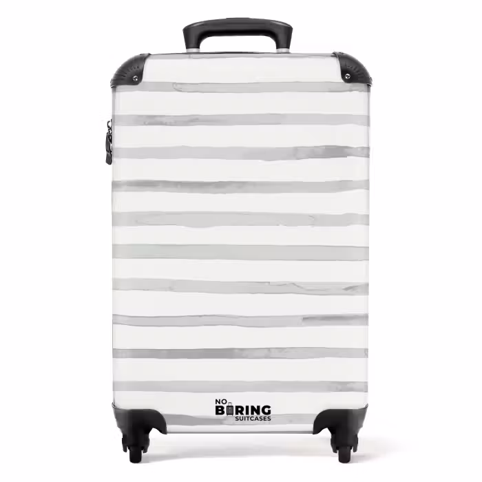 Suitcase - Gray watercolor stripes on white