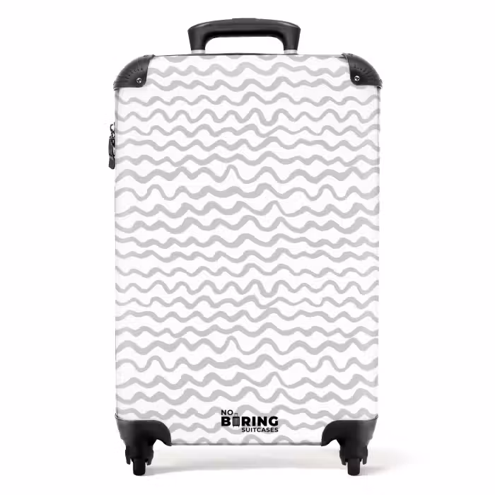 Suitcase - Gray wavy lines on white