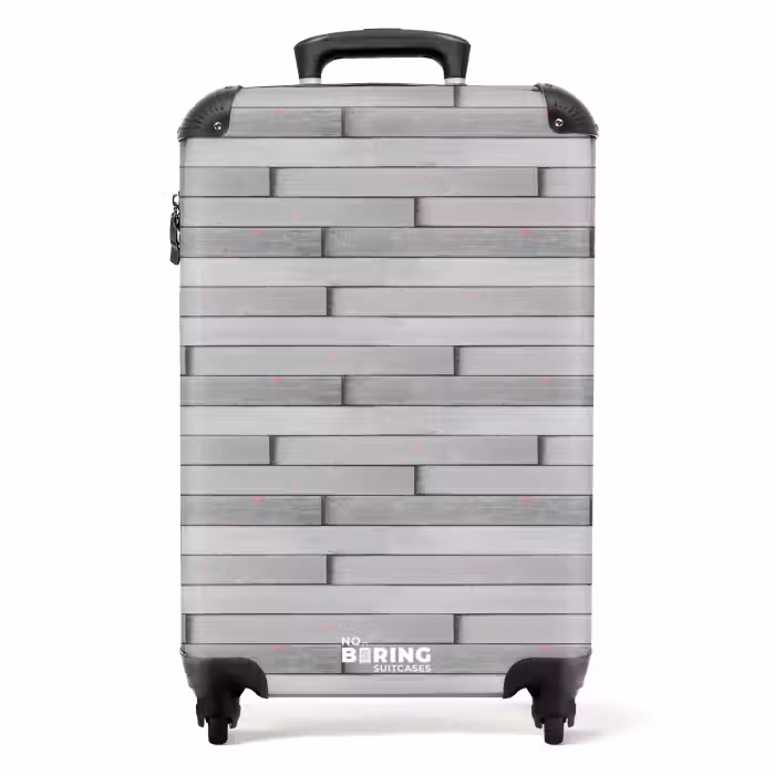 Suitcase - Gray weathered wood with pink accents