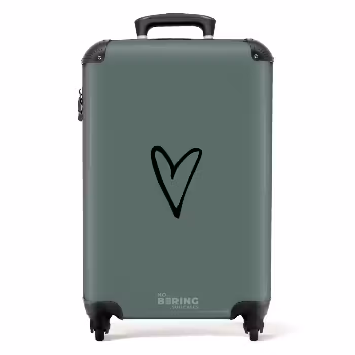 Suitcase - Green background with black heart