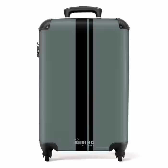 Suitcase - Green background with double vertical stripes