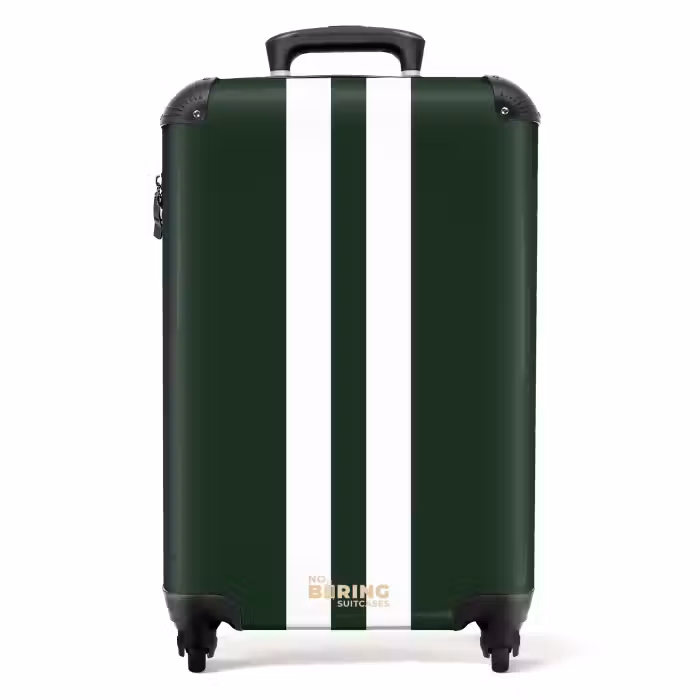 Suitcase - Green background with double white vertical stripes