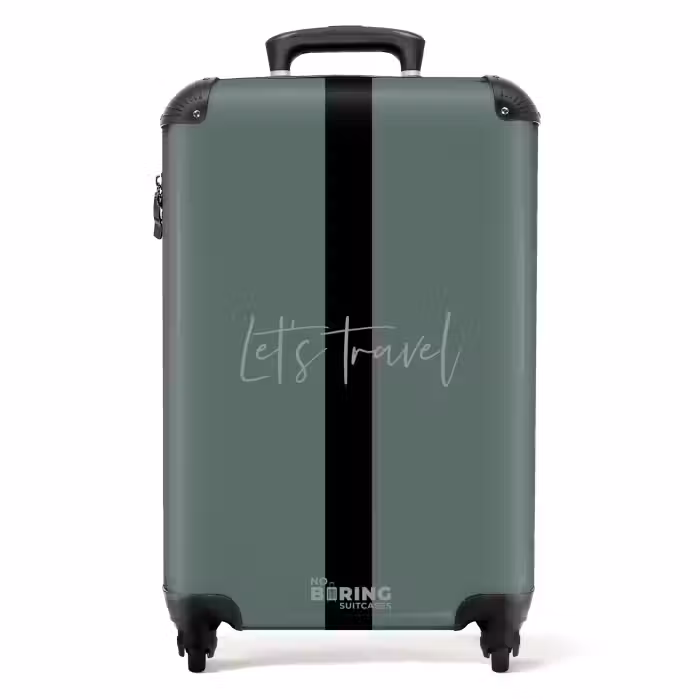 Suitcase - Green background with text Let's Travel