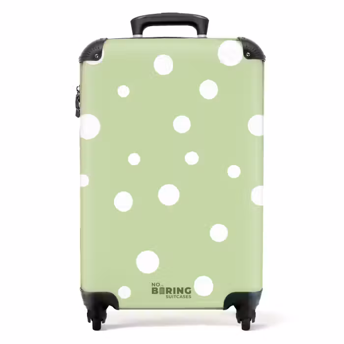 Suitcase - Green background with white dots