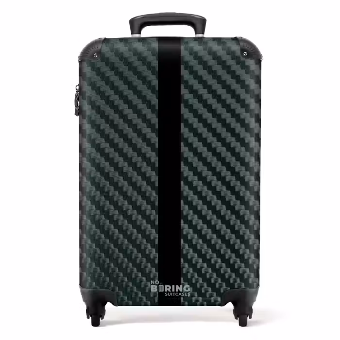 Suitcase - Green carbon structure with black center stripe