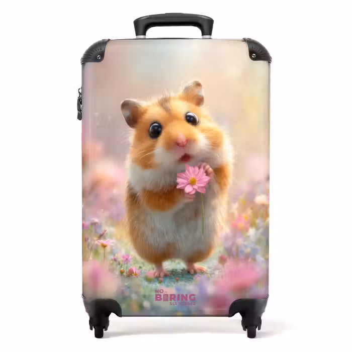 Suitcase - Hamster surrounded by flowers