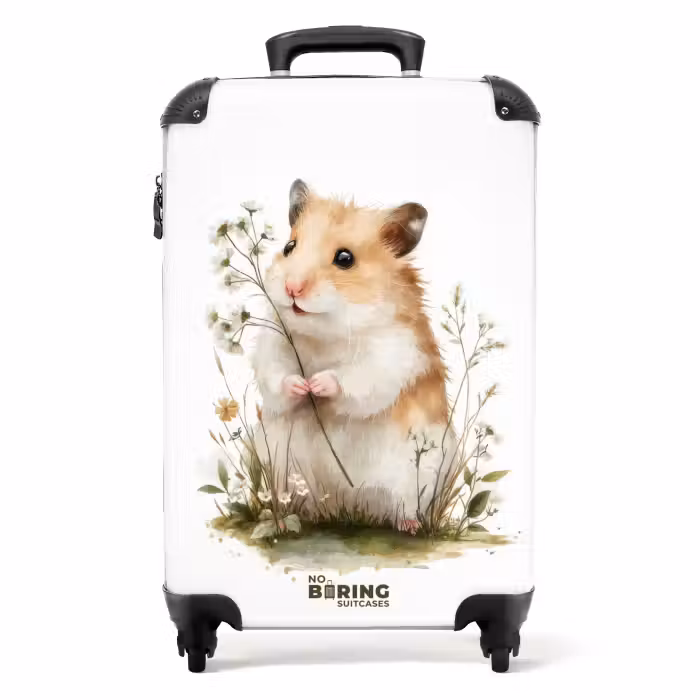 Suitcase - Hamster with flowers