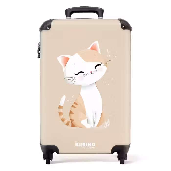 Suitcase - Kitten in the colors beige and white