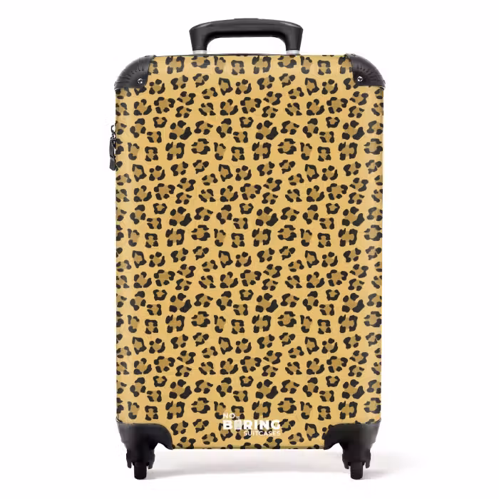 Suitcase - Leopard print on golden yellow background