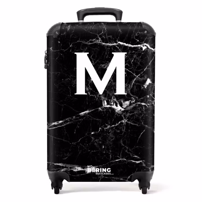 Suitcase - Letter M - Marble print - Black - Luxury