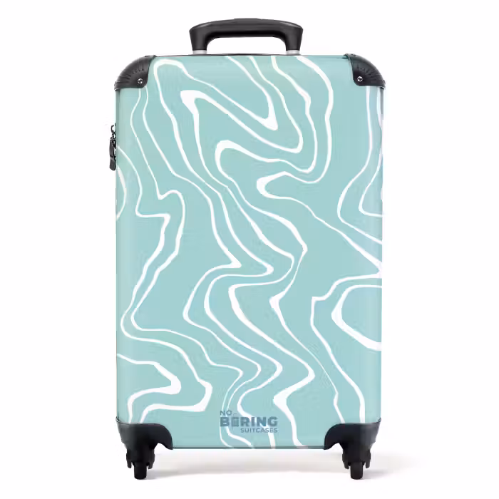 Suitcase - Light blue background with abstract white lines