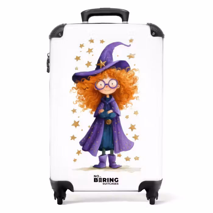 Suitcase - Magical witch with orange curls and a purple cloak