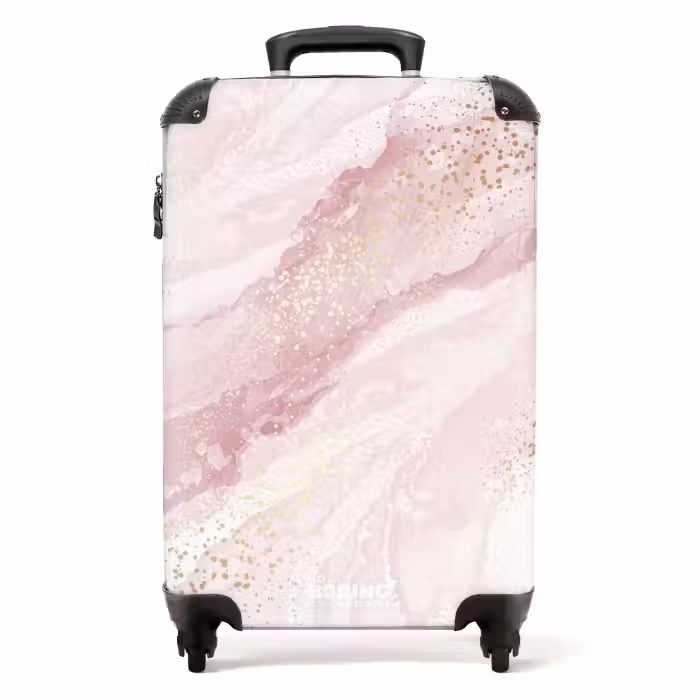 Suitcase - Marble - Shimmering Pink Marble Stripes