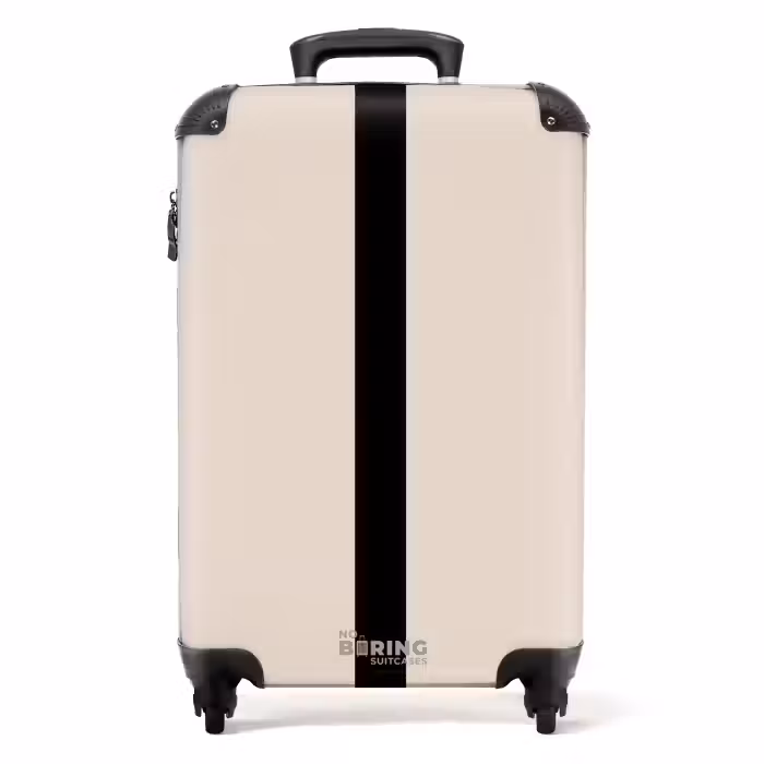 Suitcase - Minimal - Beige with black stripe