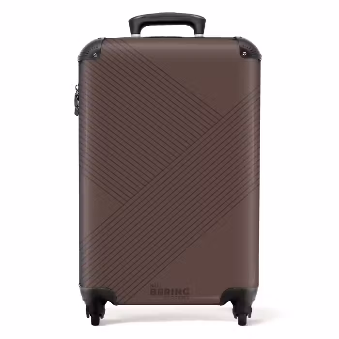 Suitcase - Minimal - Crossing lines on dark brown