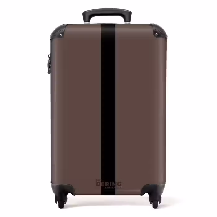 Suitcase - Minimal - Dark brown with black stripe