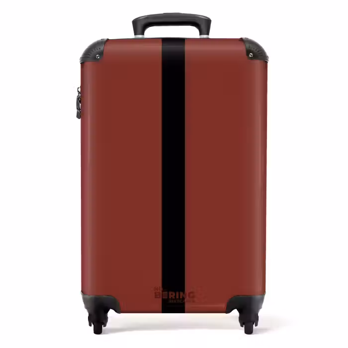 Suitcase - Minimal - Dark red with black stripe