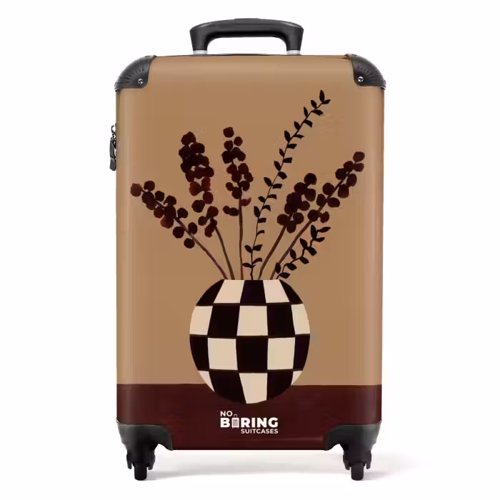 Suitcase - Minimalist - Vase - Flowers - Brown