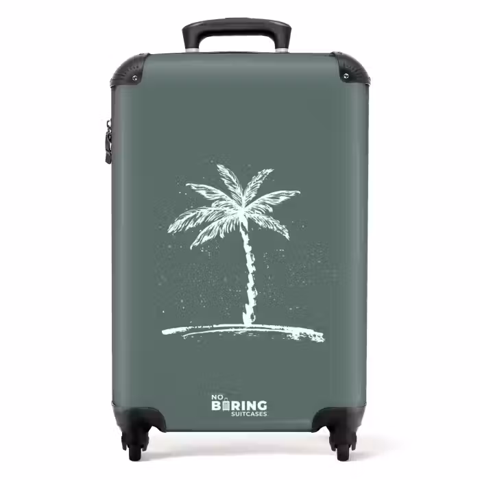 Suitcase - Palm trees - Palm tree on sage green background