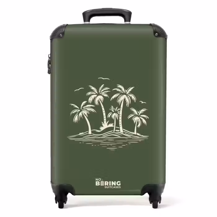 Suitcase - Palm trees - Palm trees on olive green background
