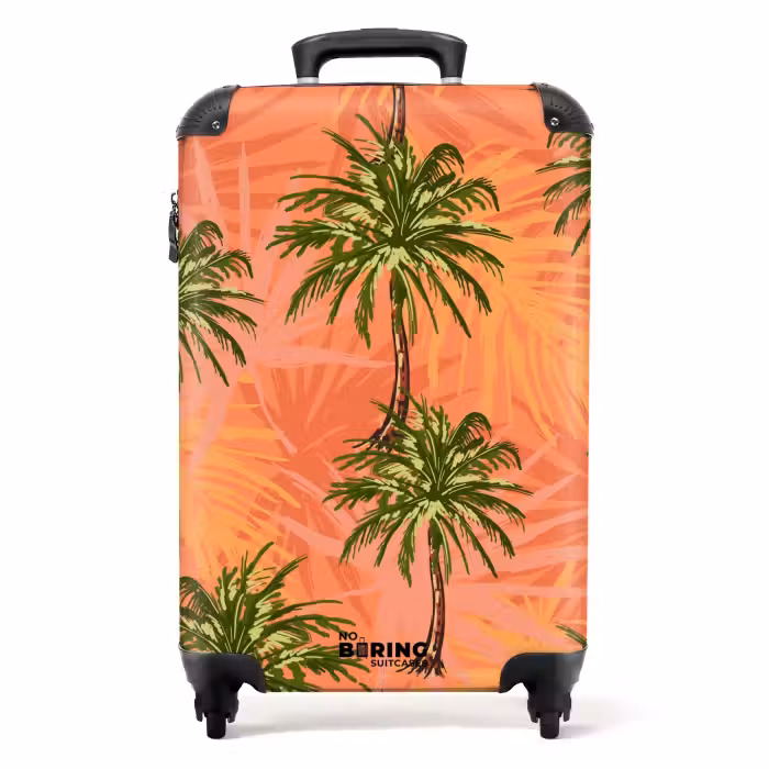 Suitcase - Palm trees with bright background.
