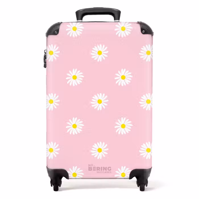Suitcase - Pastel - Daisies on light light pink background