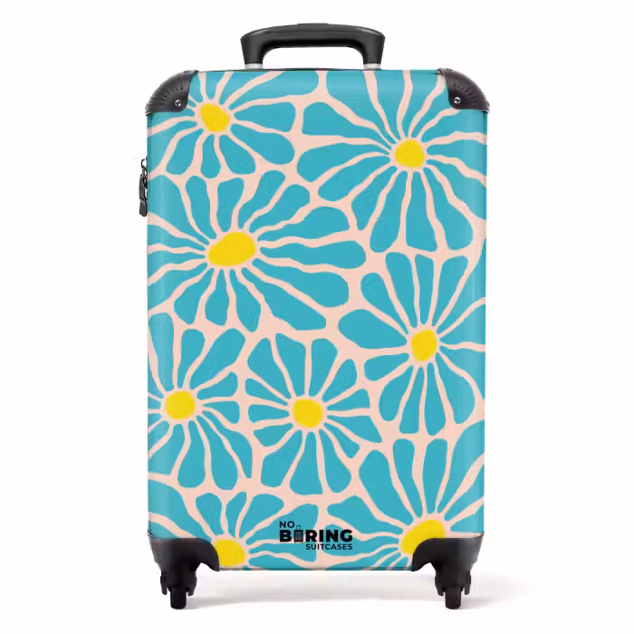 Suitcase - Pastel flowers - Blue