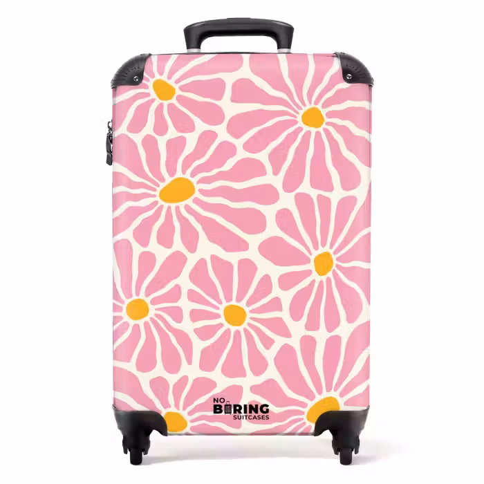 Suitcase - Pastel flowers - Pink