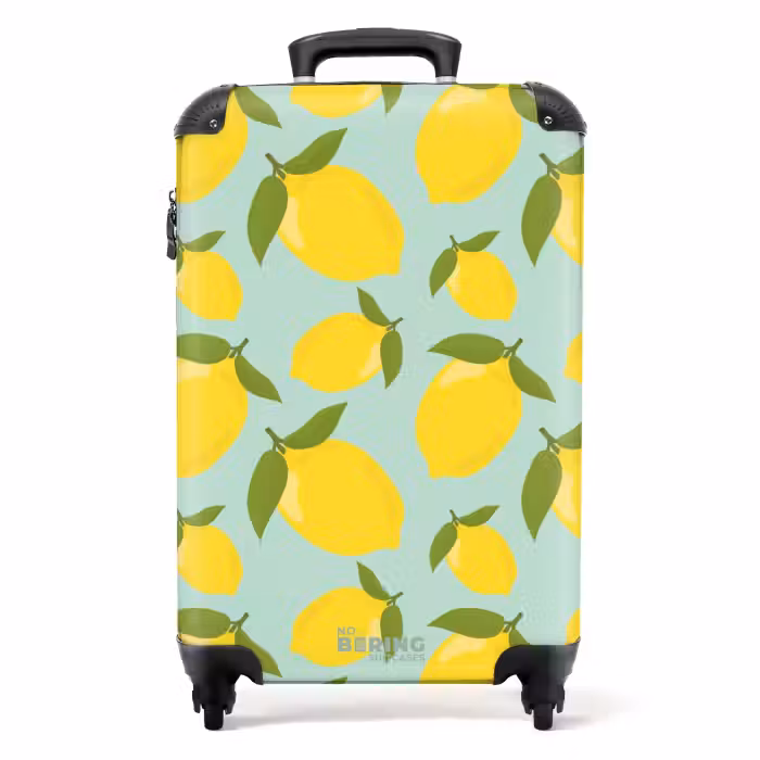 Suitcase - Pastel - Lemons on pastel green background