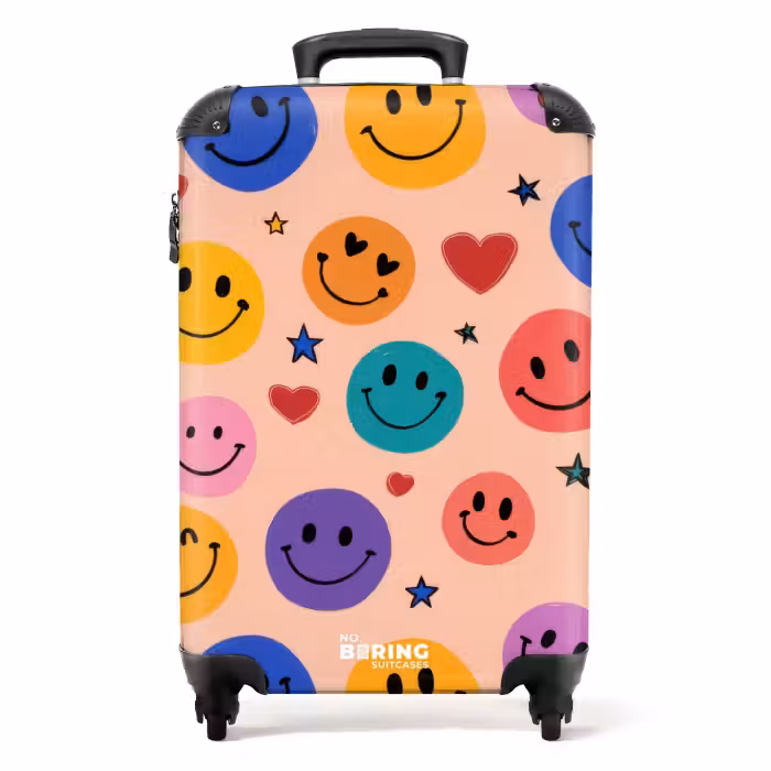 Suitcase - Pattern of colorful smiley faces