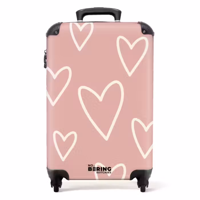 Suitcase - Patterns - Floating hearts on old pink