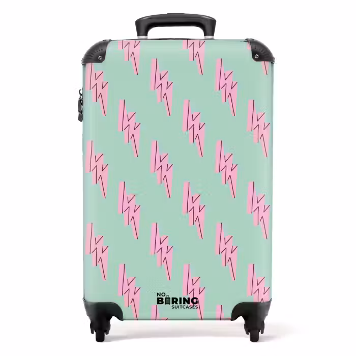 Suitcase - Patterns - Pink lightning on mint green