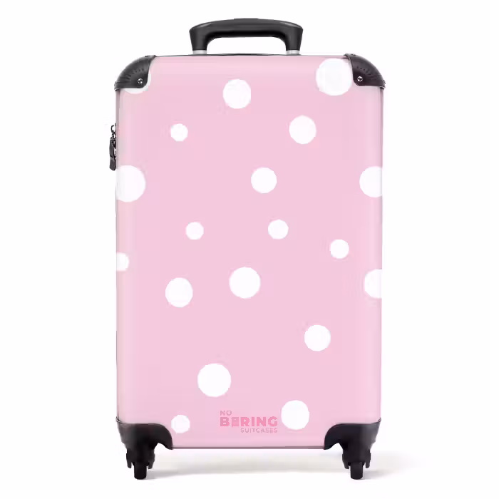 Suitcase - Pink background with white dots