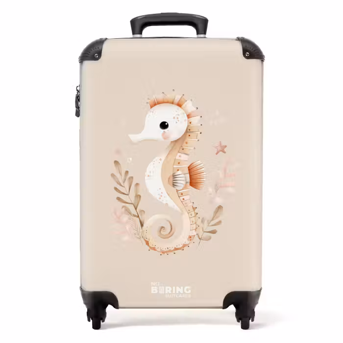 Suitcase - Pink seahorse among sea plants