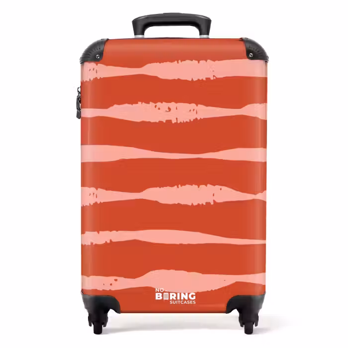 Suitcase - Playful stripes on red background