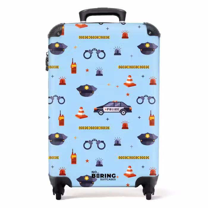 Suitcase - Police and security pattern on light blue