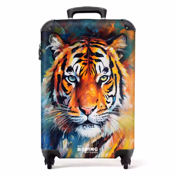 Suitcase - Portrait of a tiger as oil art