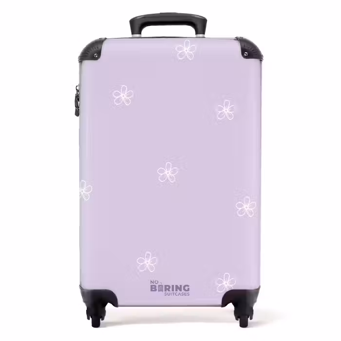 Suitcase - Purple background with white flowers